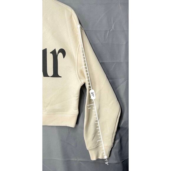 H&M Sweatshirt Fleur Cropped Beige Sz XS French Parisian  Clean Girl Minimalist - Picture 6 of 10